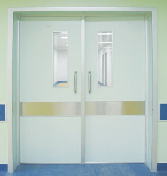 Medical equivalent one-way flat door