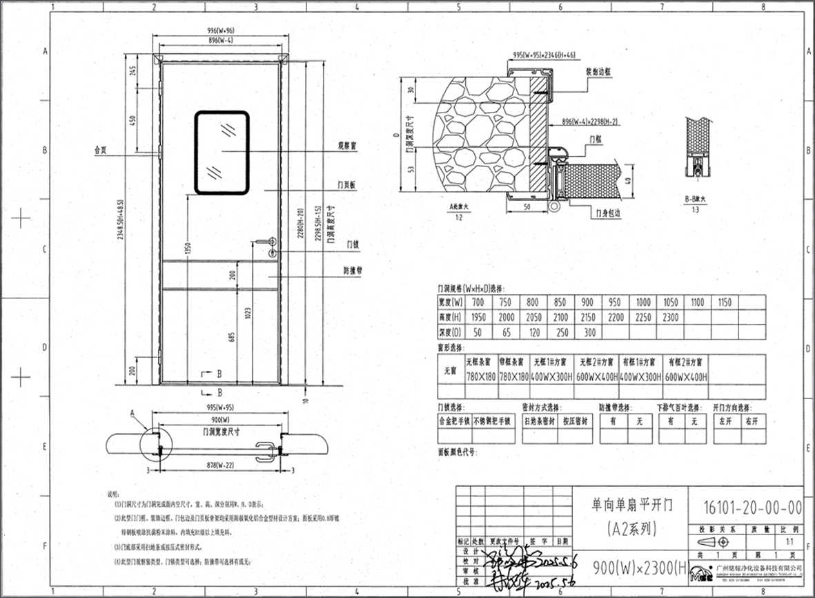 01#单向单扇平开门（铝型材）