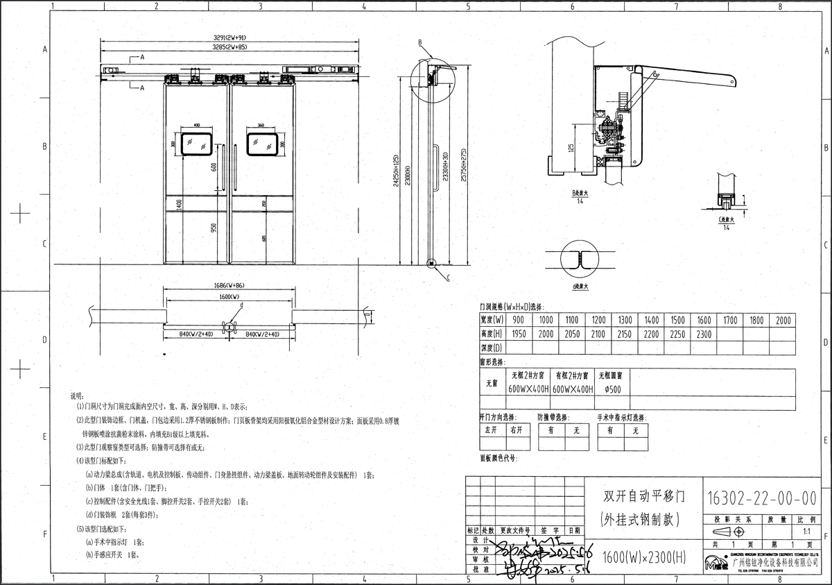 23#外挂式双开自动平移门（刚制门）