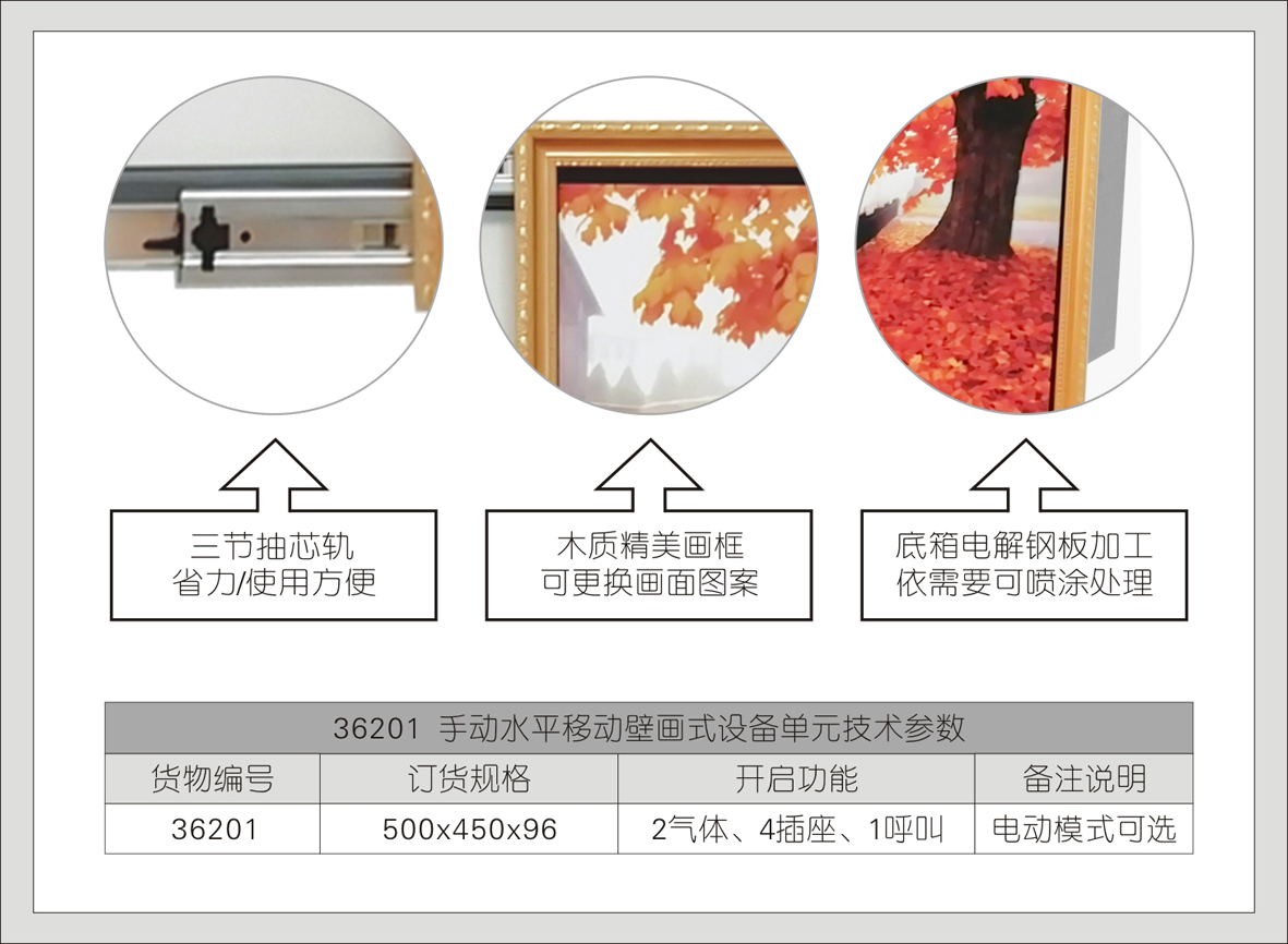 3#36201手动水平移动壁画式设备单元