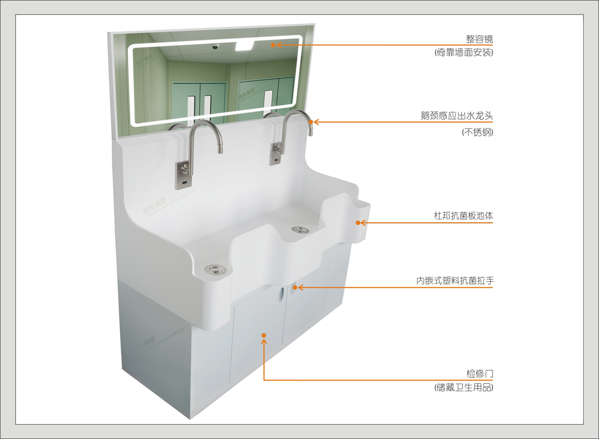 7#47502杜邦抗菌板双人位洗手池(D系列/D2款)