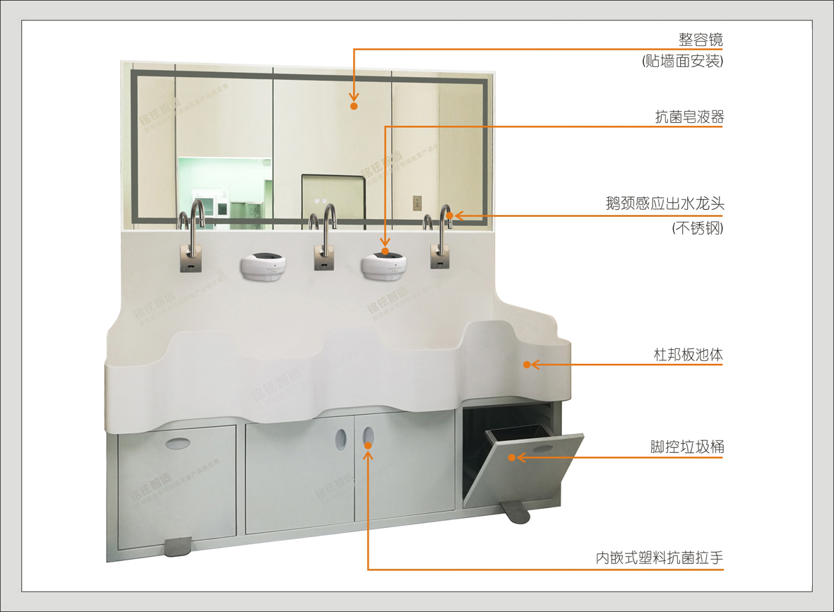 8#47503杜邦抗菌板三人位洗手池(D系列/D2款)