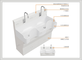 9#47502杜邦抗菌板双人位洗手池（D系列/D3款）